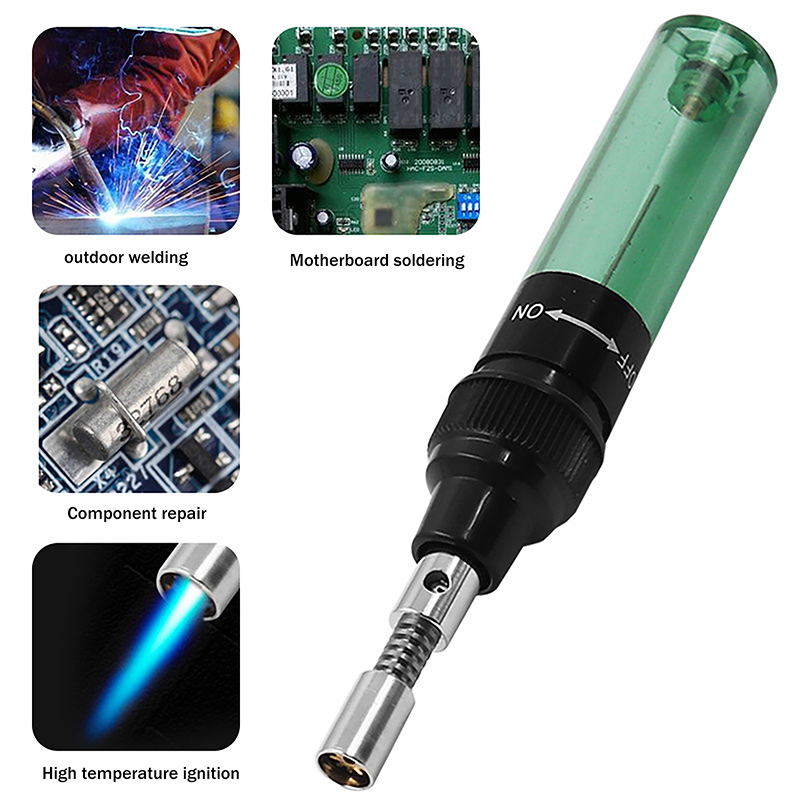 Flux Pen Electronics - 1PC プラスチックメタル 1300 ℃ ブタンはんだごてコードレス溶接ペントーチポータブル DIY