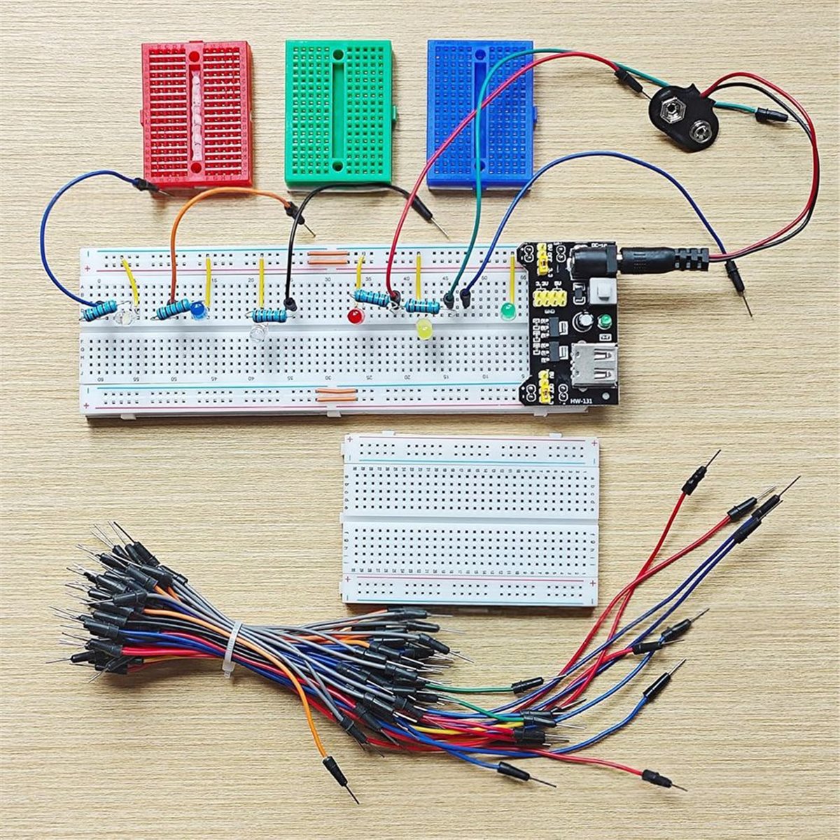 Breadboard Jumper Wire - ブレッドボードキット 830穴ブレッドボード電源モジュール 400穴ブレッドボード + 1セット65個フレキシブルブレッドボードジャンパーワイヤー