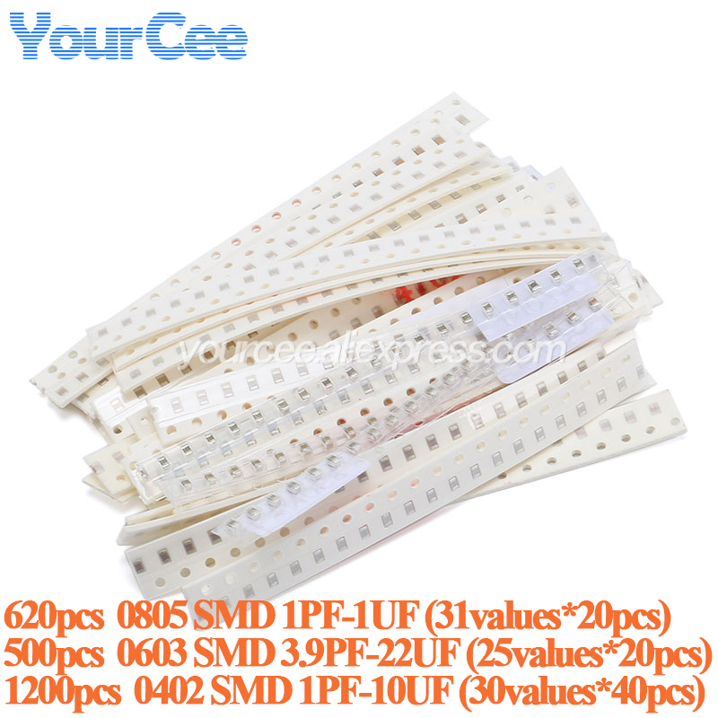 Capacitor Kit Assortment - 500個-1200個 0805 0603 0402 SMDコンデンサ 1PF