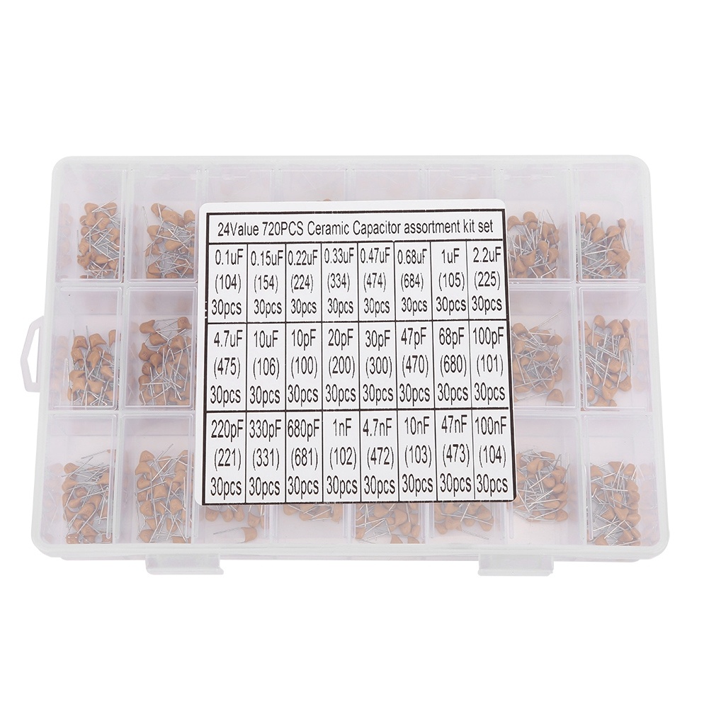 Capacitor Kit Assortment - 720個 24種類 セラミックコンデンサ詰め合わせキット 0.1uf-100nf 50V 収納ボックス付き