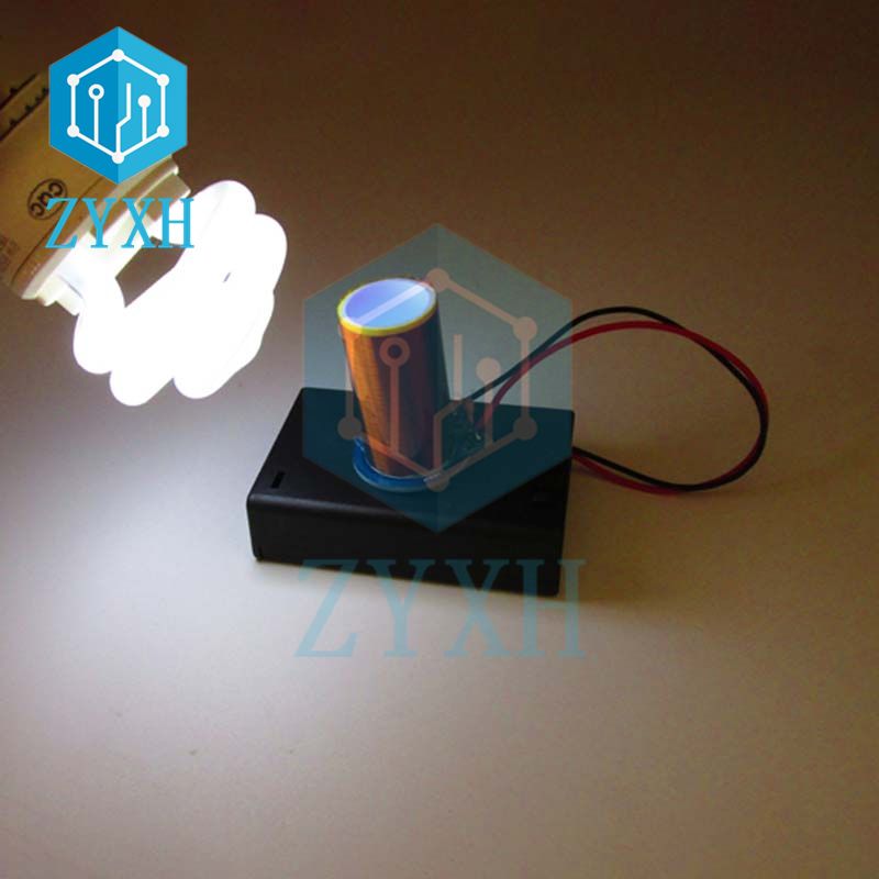 Diy Electronics Box - ミニテスラコイル,DC 4.5v,パワーバッテリーボックス付きアークなし照明,学生実験用