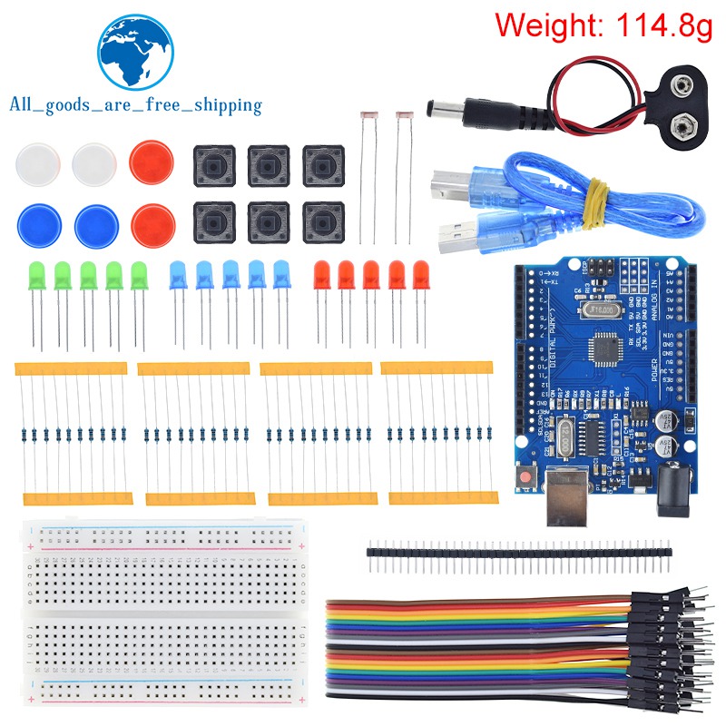 Breadboard Jumper Wire - TZTスターターキット UNOR3ミニブレッドボード LEDジャンパーワイヤー ボタン Arduino TZTUNO