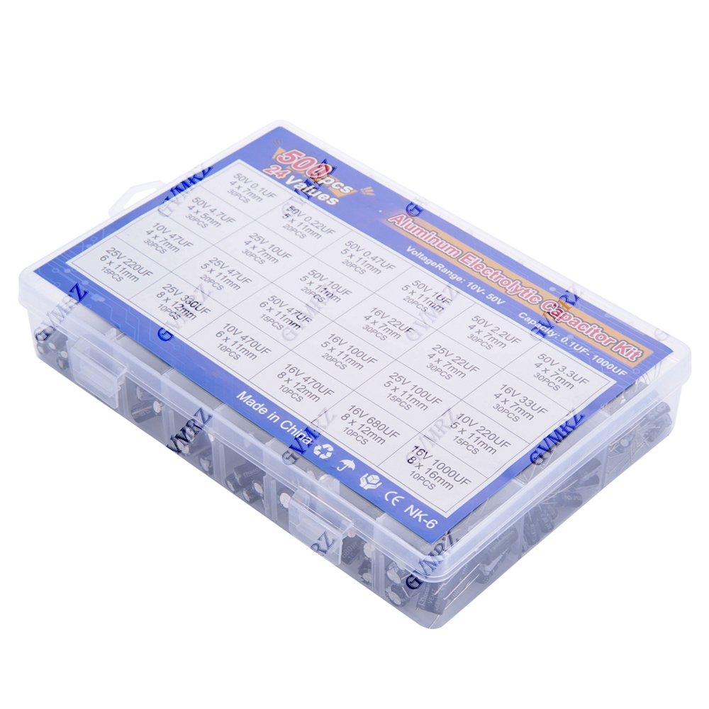 500個/ロット 16-50Vミックス電解コンデンサ詰め合わ - Capacitor Kit Assortment のレビューと価格