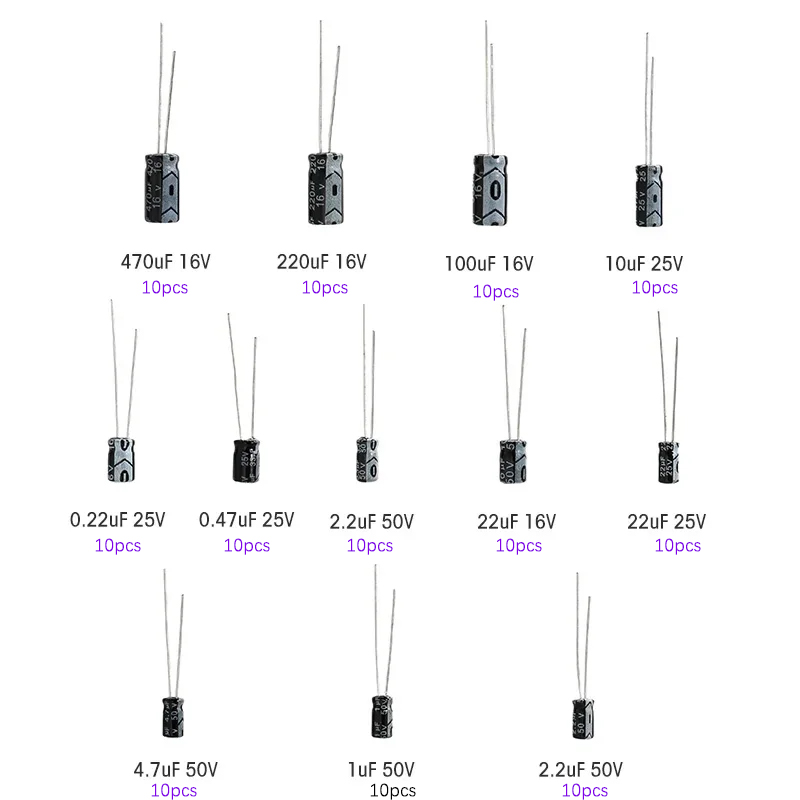 120 個 12 種類の電解コンデンサ Range1UF-4 - Capacitor Kit Assortment のレビューと価格