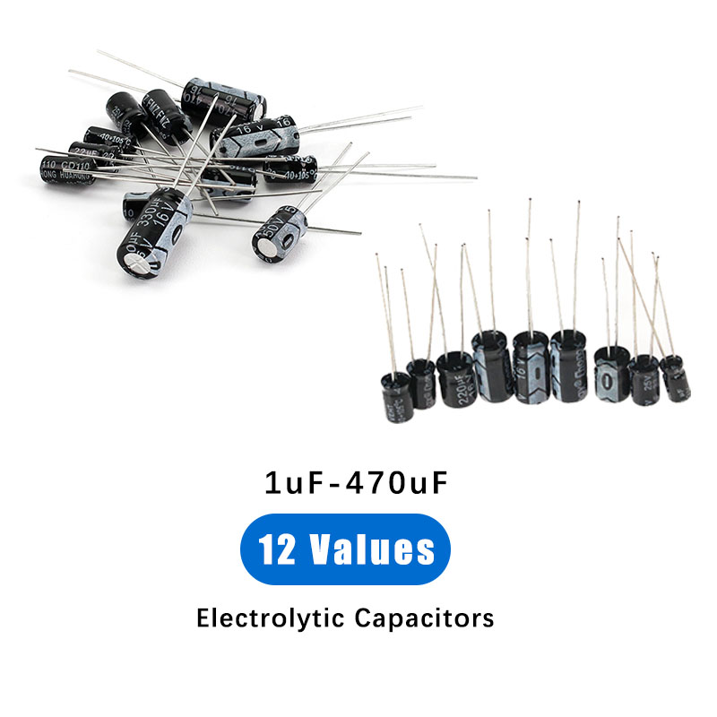 120 個 12 種類の電解コンデンサ Range1UF-4 - Capacitor Kit Assortment のレビューと価格