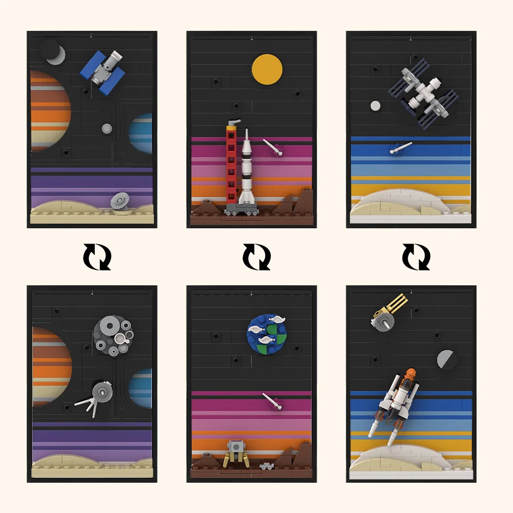 Moc-宇宙物語はがきモデル,ビルディングブロック,月の探検 - Diy Electronics Art のレビューと価格
