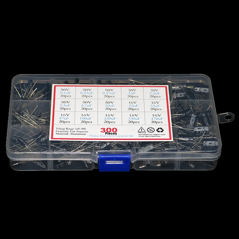 300個 15種類 16V 50V 0.1uf-470uF  - Capacitor Kit Assortment のレビューと価格