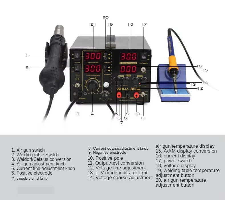 TLF YIHUA 853D 5A ホットエアリワークステー - Hot Air Rework Station のレビューと価格