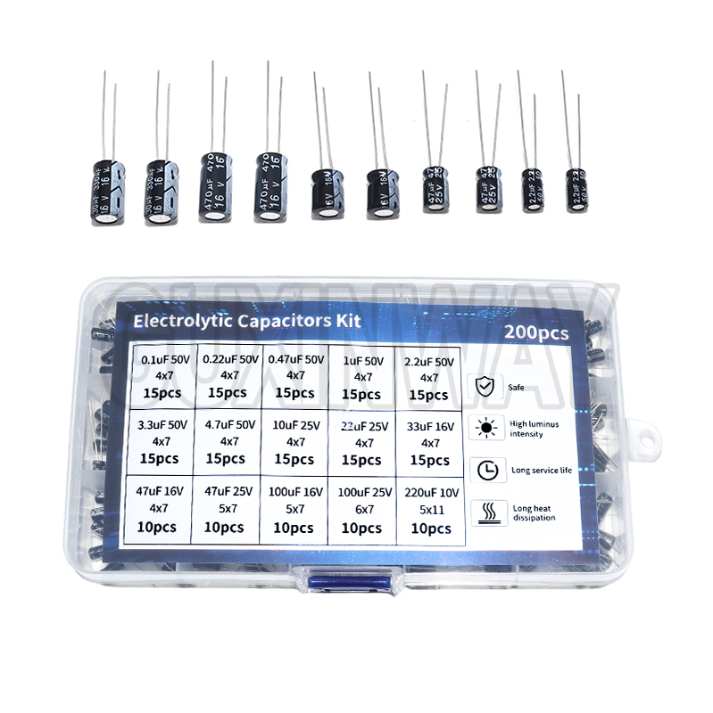 200 個 15 値 10V 16V 25V 50V 0.1 - Capacitor Kit Assortment のレビューと価格